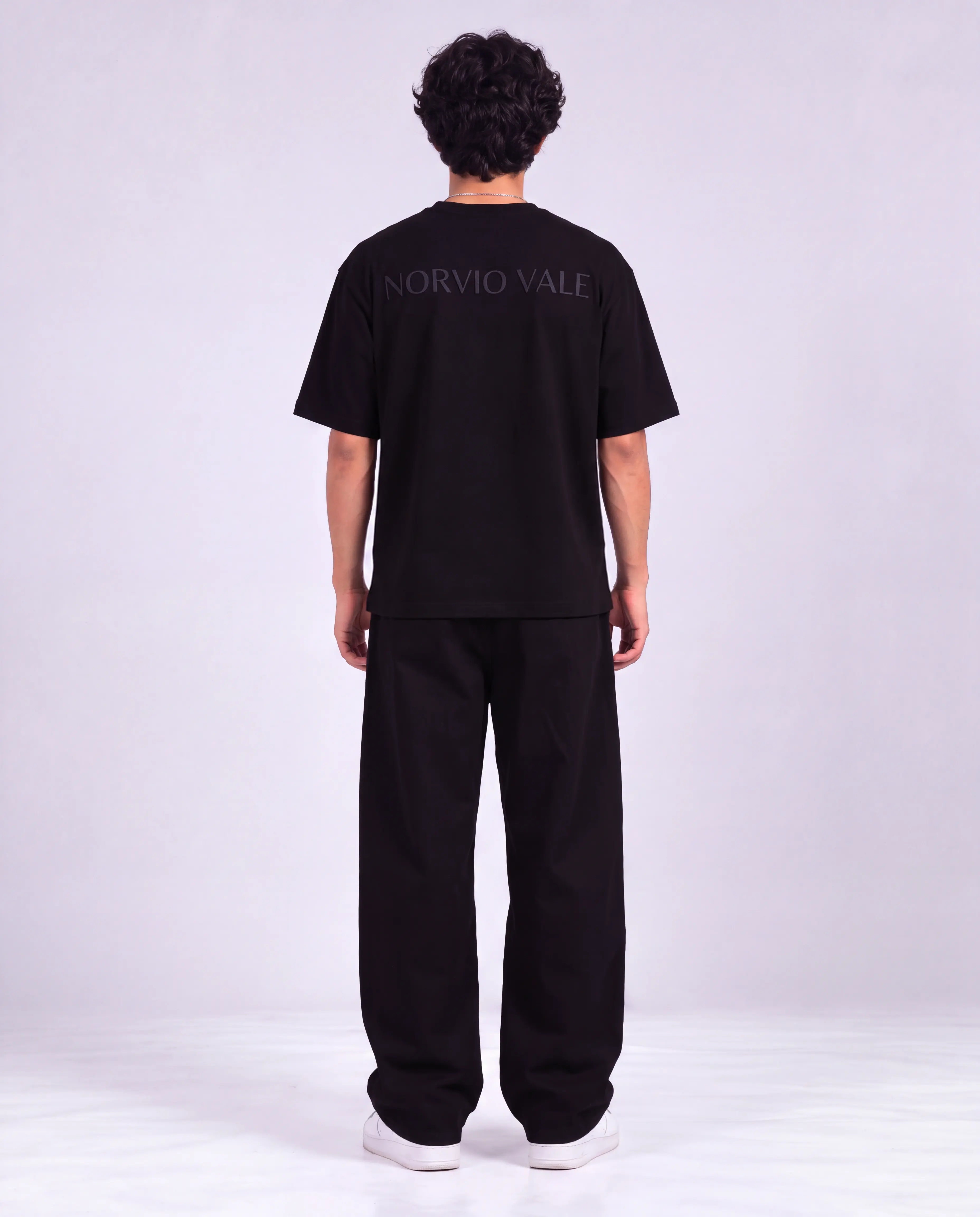 Back Print Oversized Tee — Black